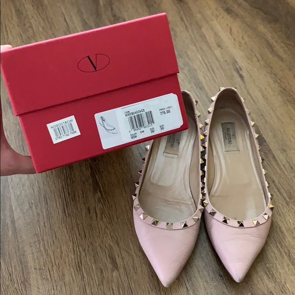 Valentino Rockstud Ballerina Flat Rose Leather - Picture 5 of 7